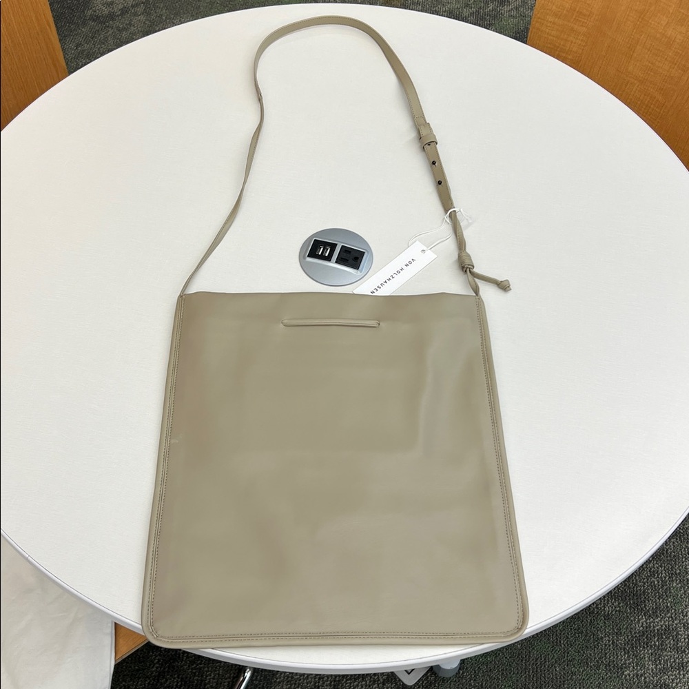 NEW with tag Von Holzhausen the sac bag purse vegan leather bamboo in stone gray - Picture 14 of 16